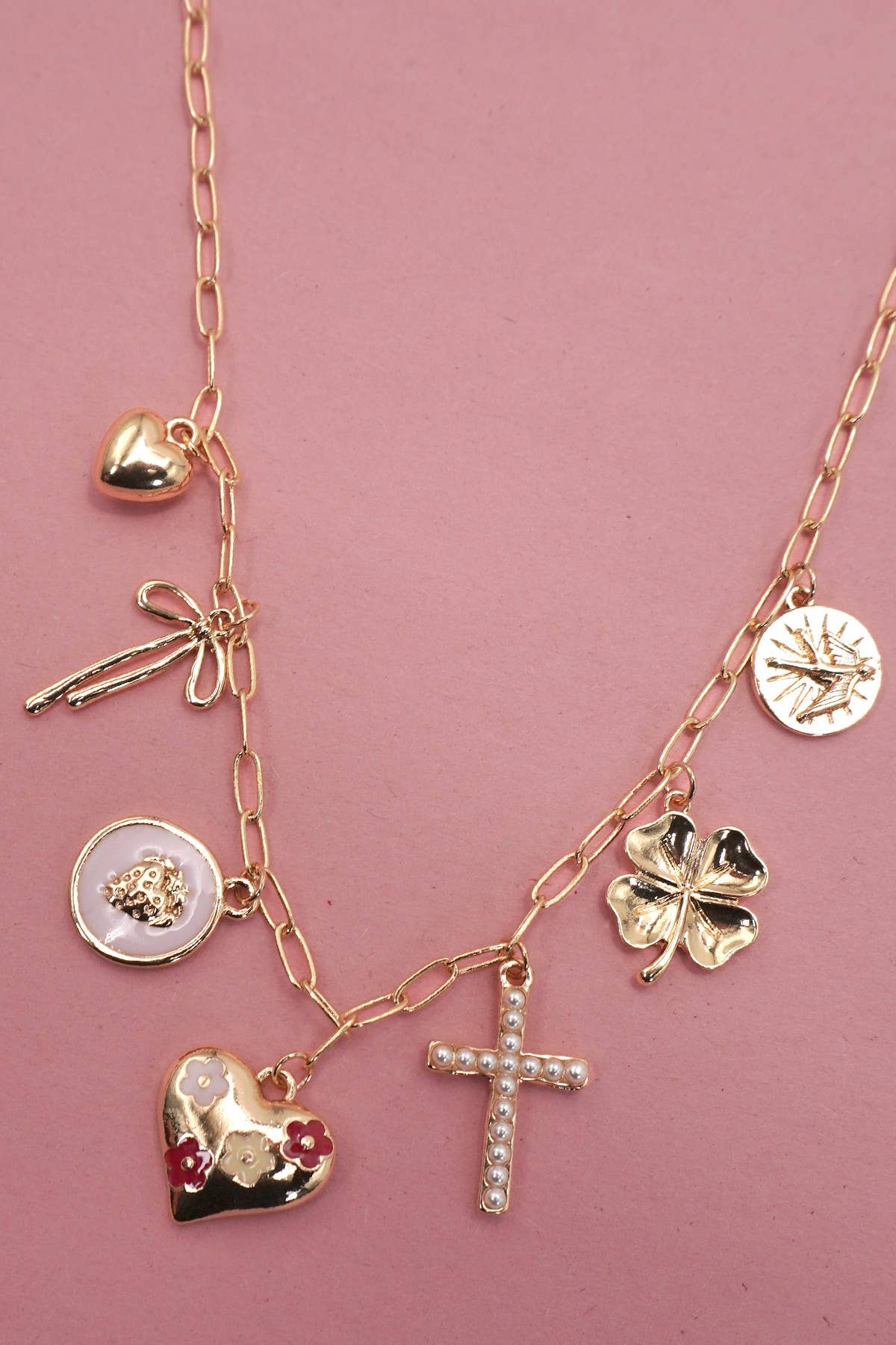 Cross & Clover Charm Necklace