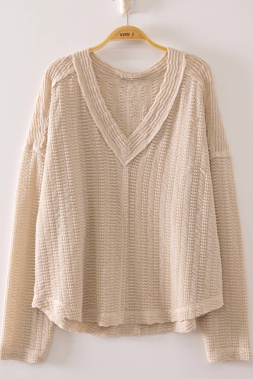 Weave V-Neck Top - CREAM