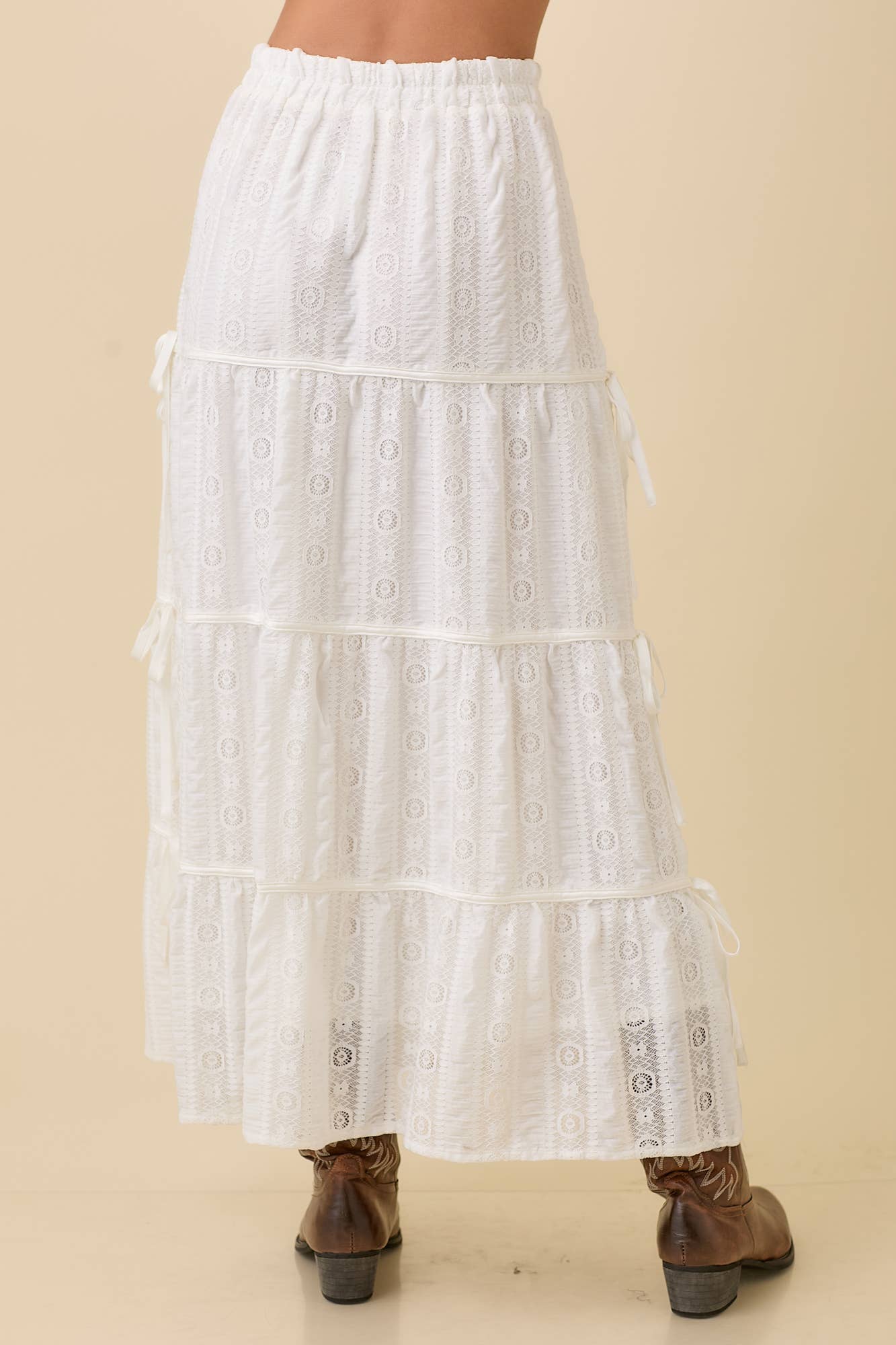 Bow and Lace Midi Skirt