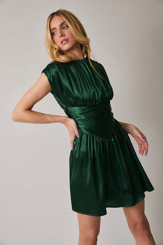 Emerald Satin Mini Dress