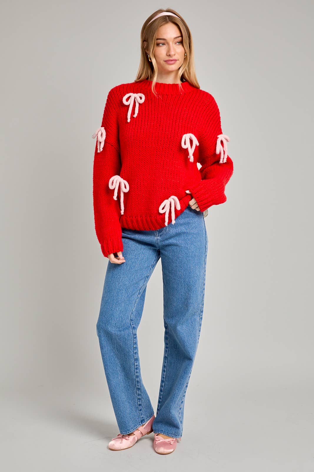 Red & Pink Bow Sweater