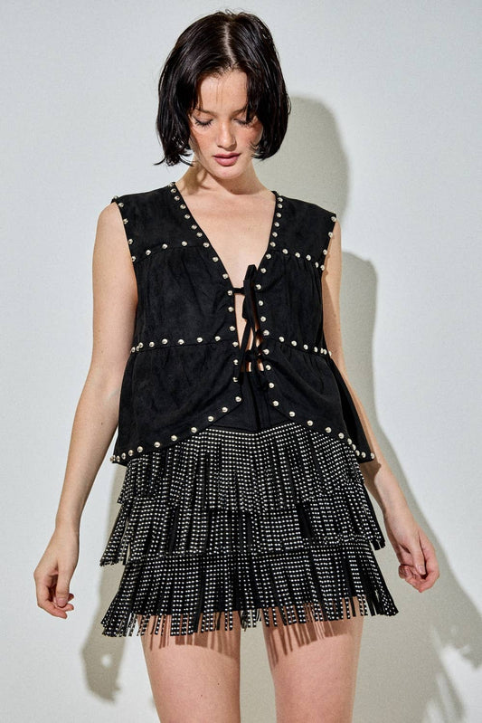 Midnight Studded Suede Vest