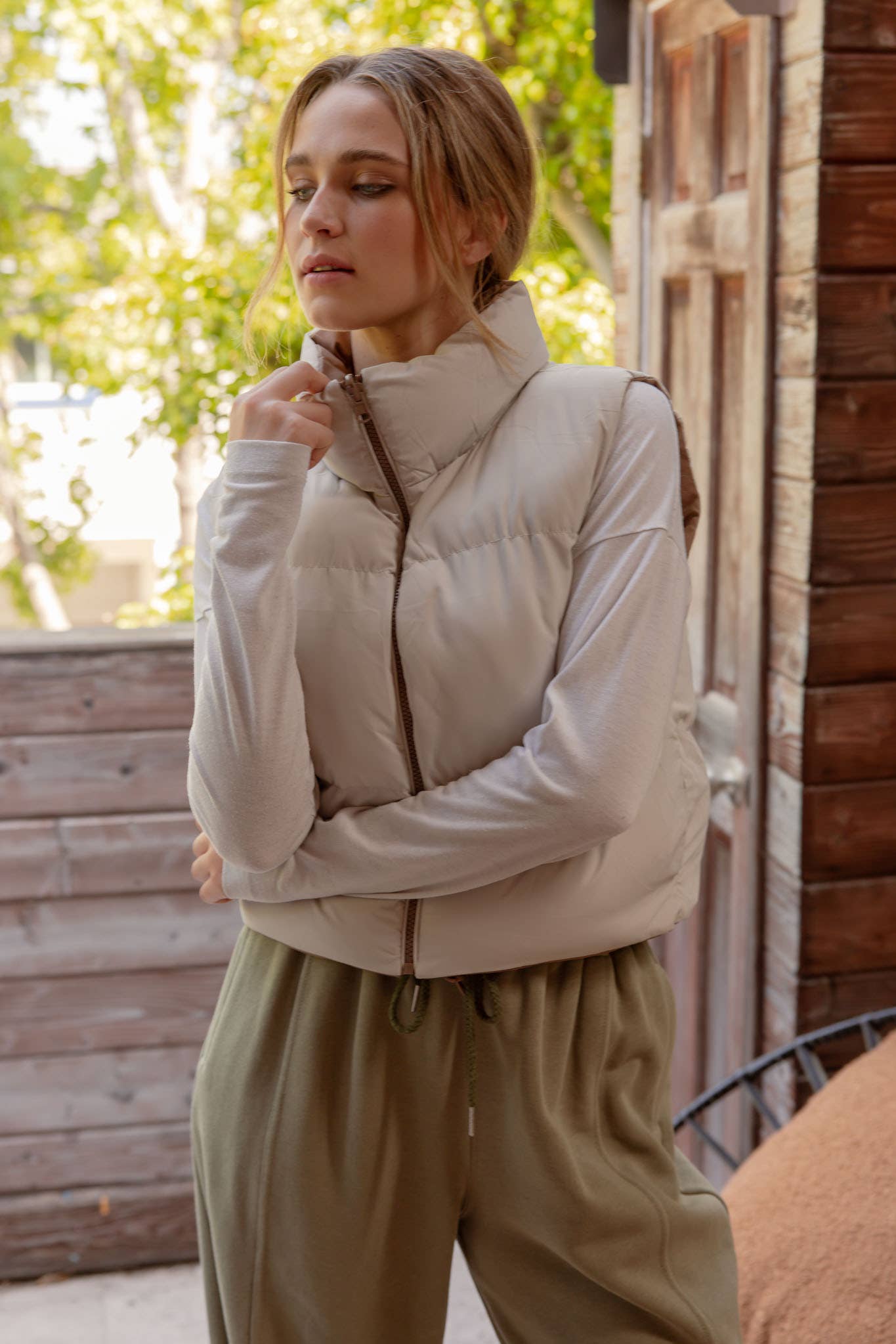 Mocha Reversible Puffer Vest