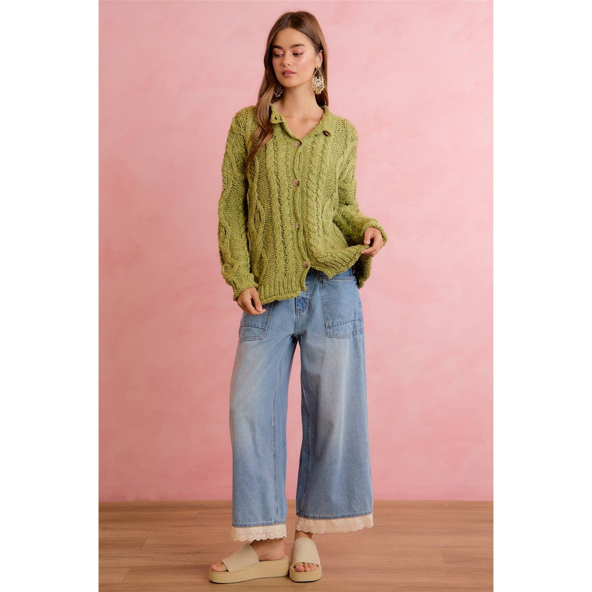 Crochet Lace Trim Jeans
