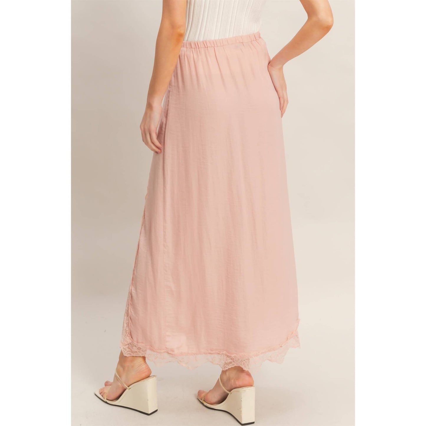 Blush Lace Hem Skirt