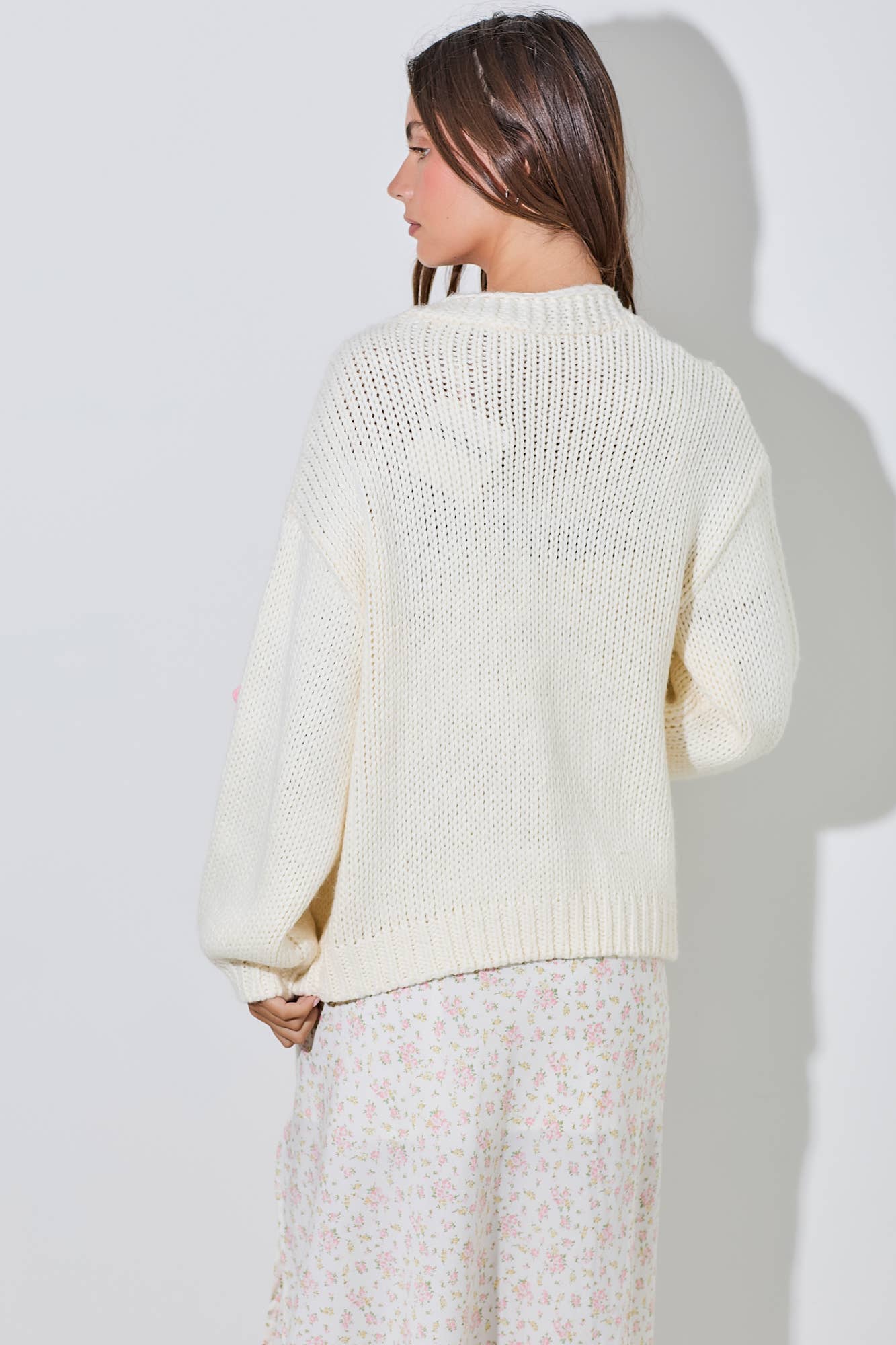 Crochet Flower Knit Cardigan