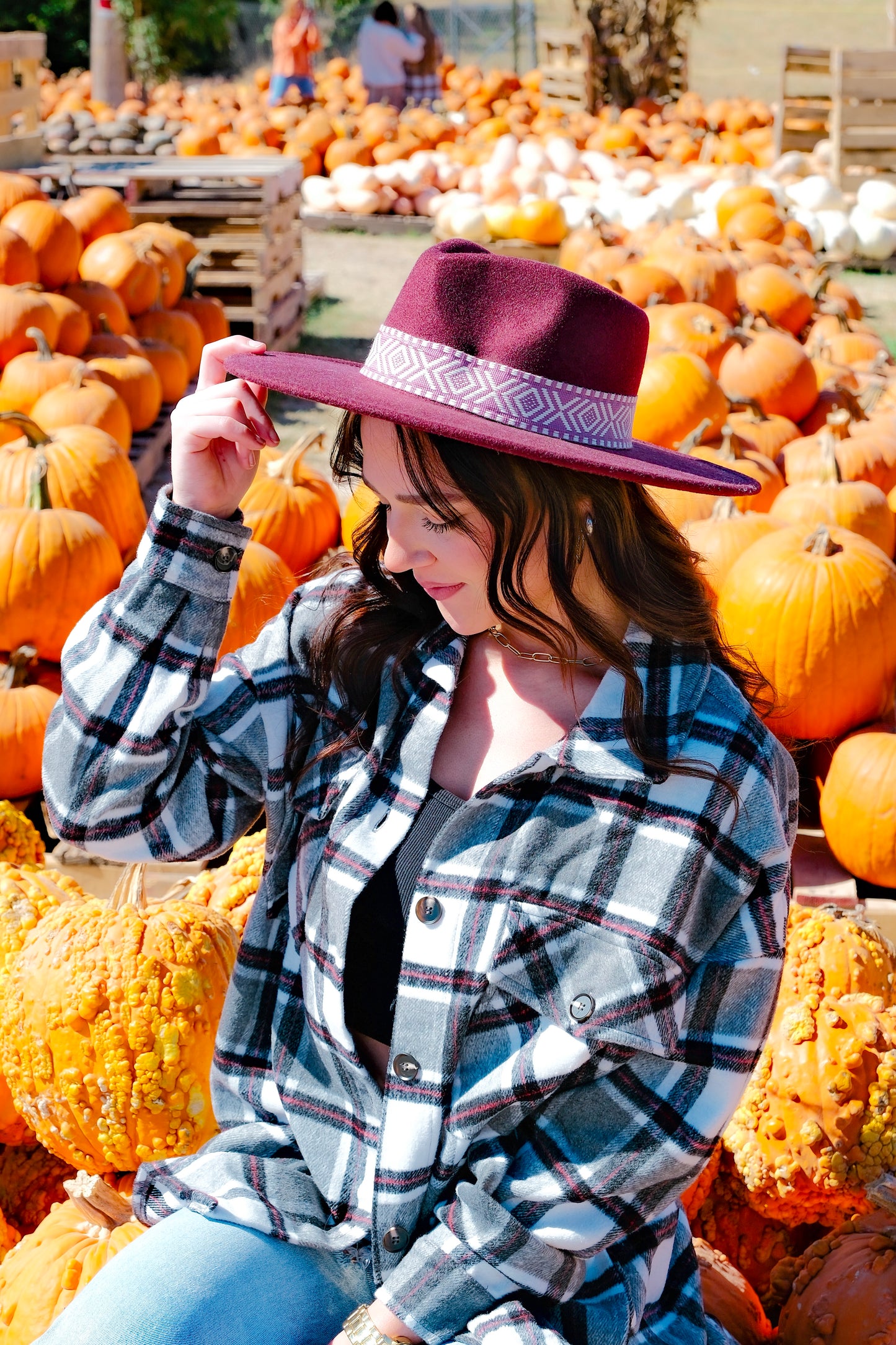 Boho Braided Band Hat - Burgundy