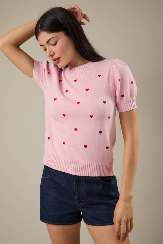 Multi Heart Pink Top