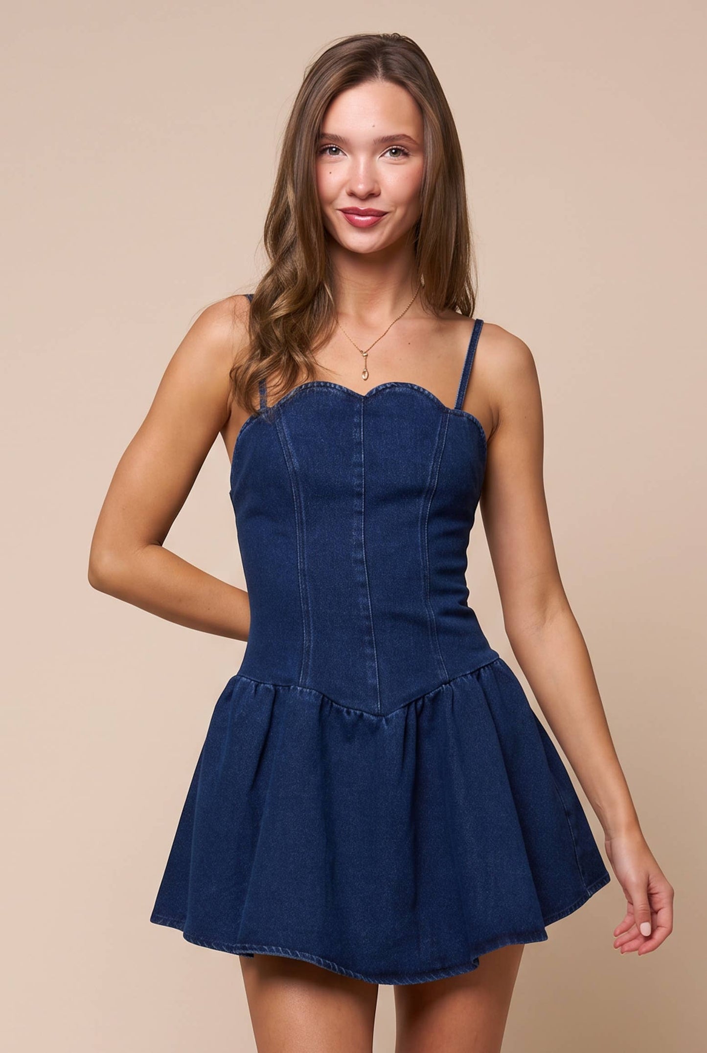 Western Fit & Flare Denim Mini Dress