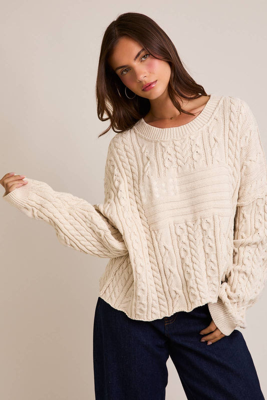 Cozy Cream Flag Sweater