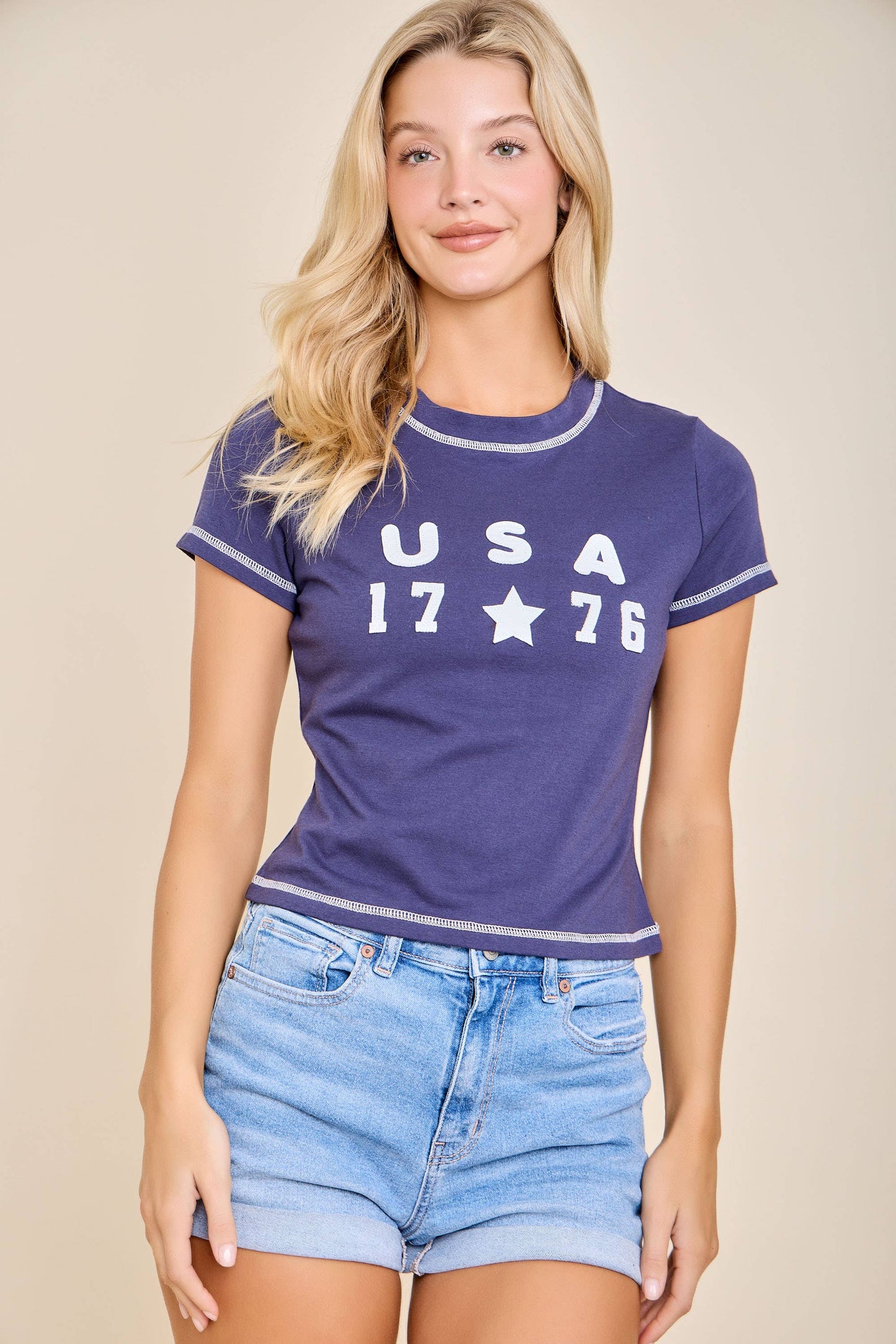 USA Navy Puff Letter Tee