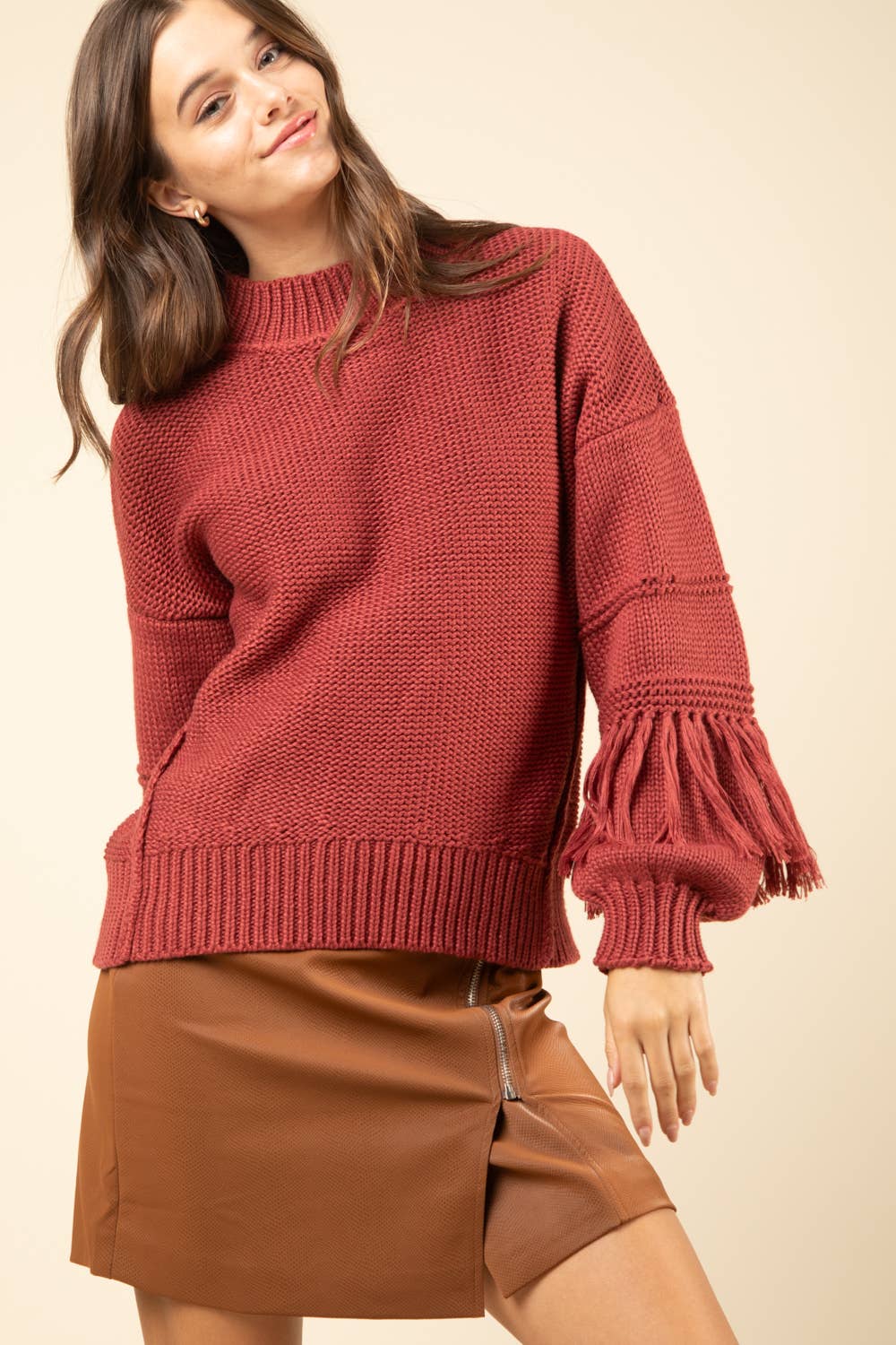 Fringe Sleeve Cozy Sweater