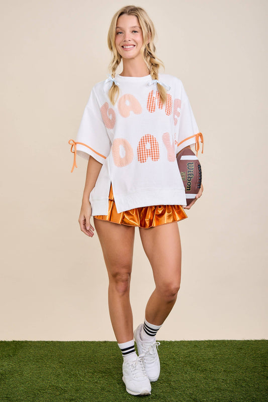 Orange Game Day Patchwork Top