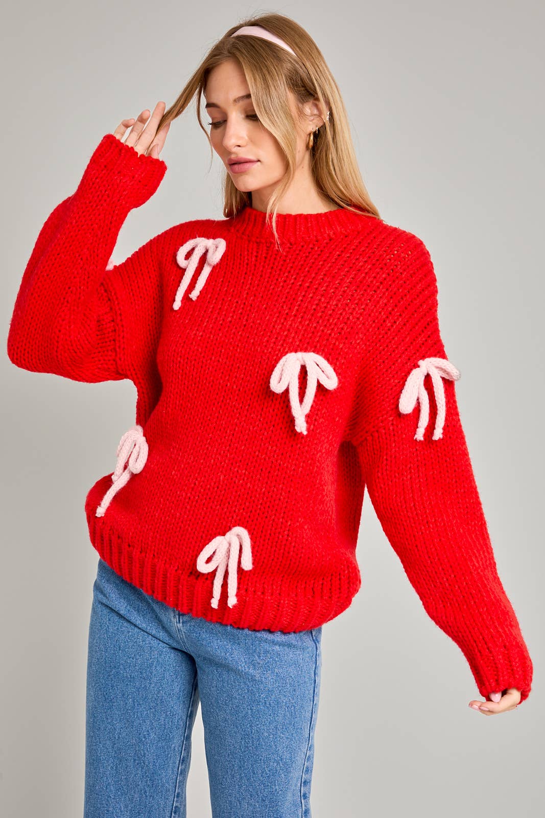 Red & Pink Bow Sweater