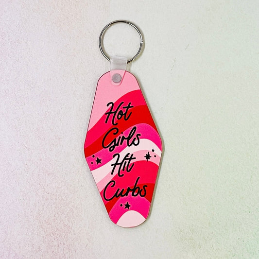Hot Girls Hit Curbs Keychain