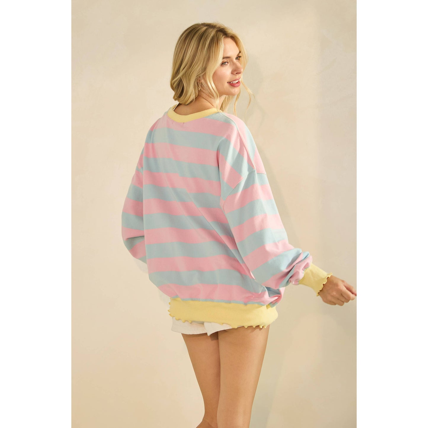 Pink & Blue Striped Knit Top