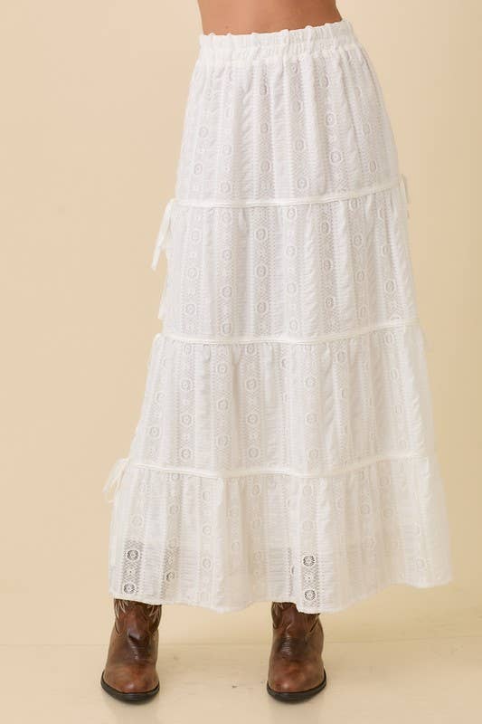 Bow and Lace Midi Skirt