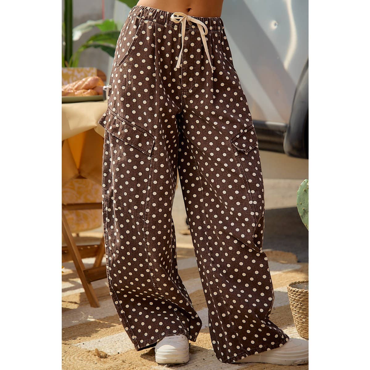 Brown Polka Dot Cargo Pants