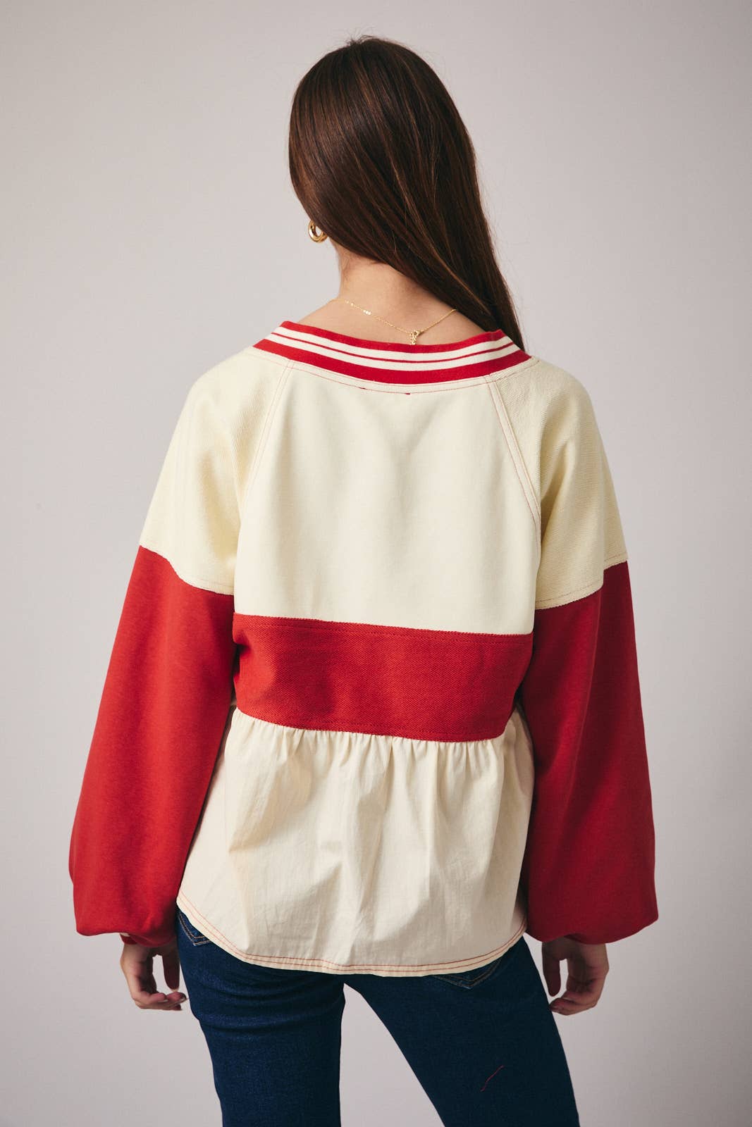 Crimson & Cream Babydoll Top