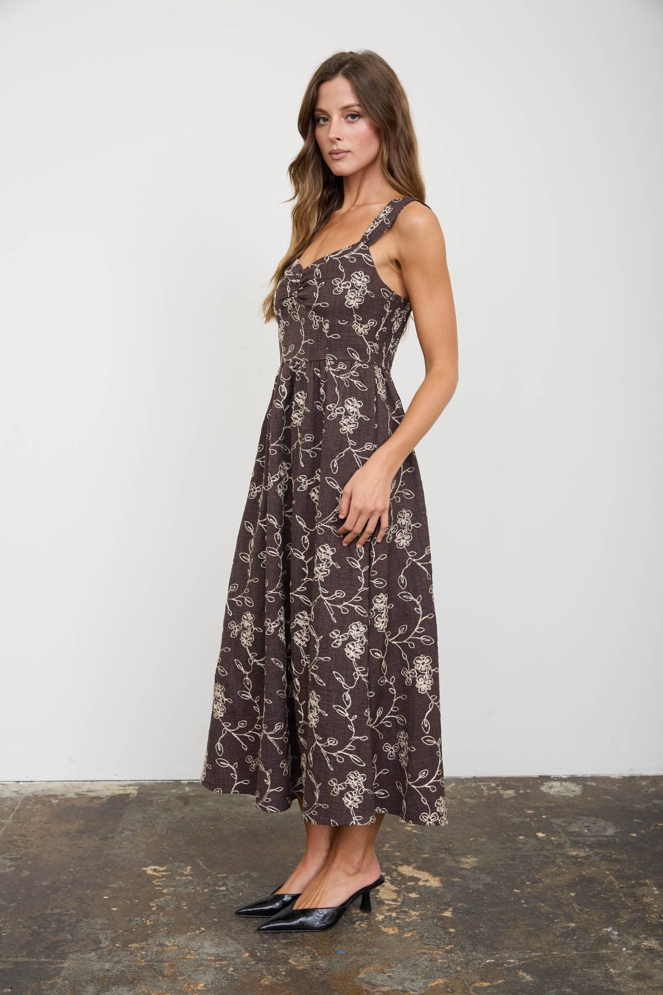 Mocha Lace Midi Dress