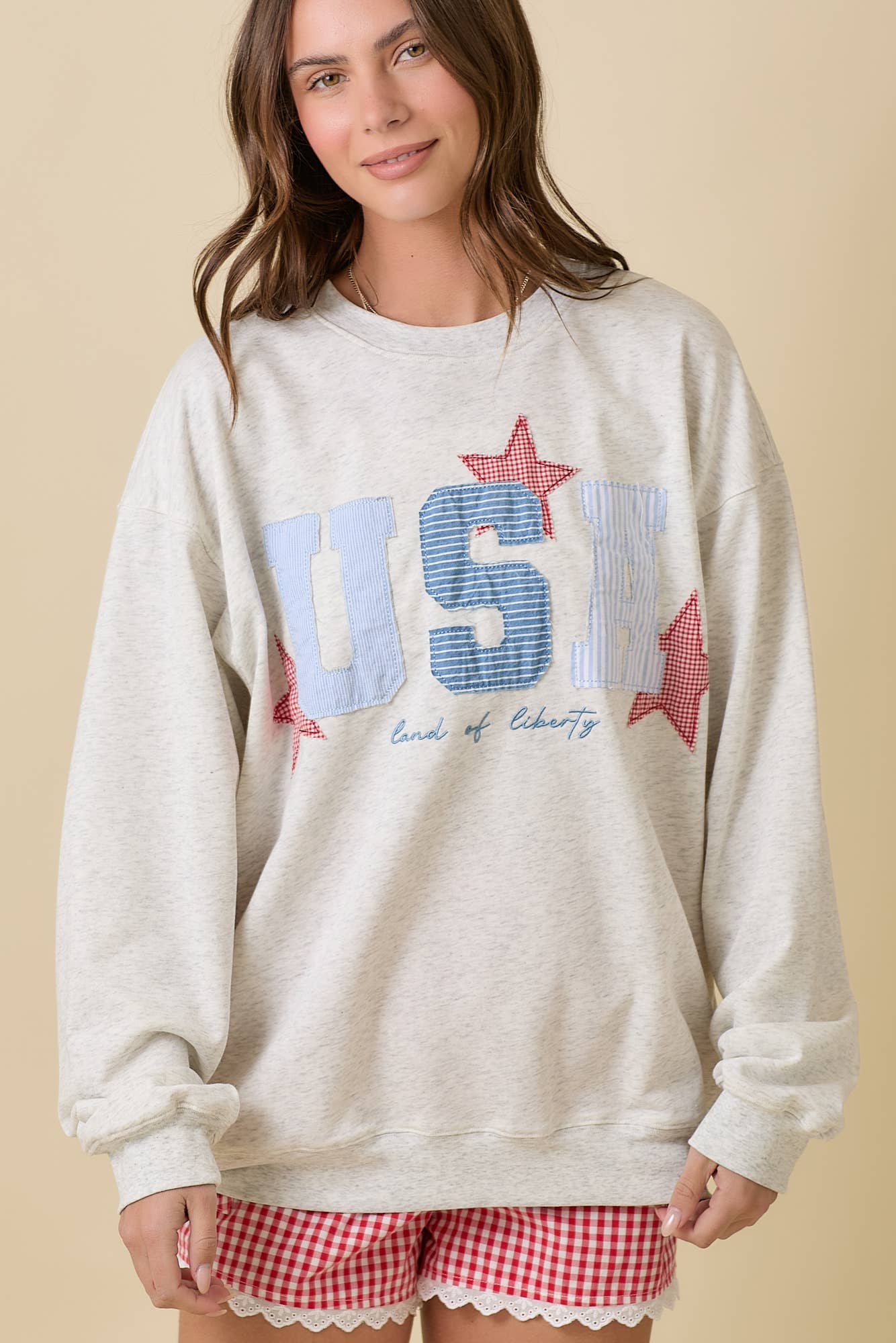 White USA Patchwork Sweatshirt