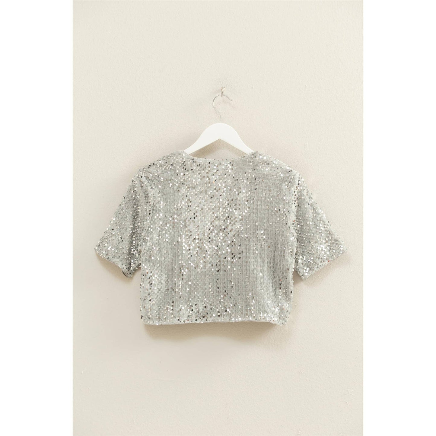 Silver Sequined Crop Top