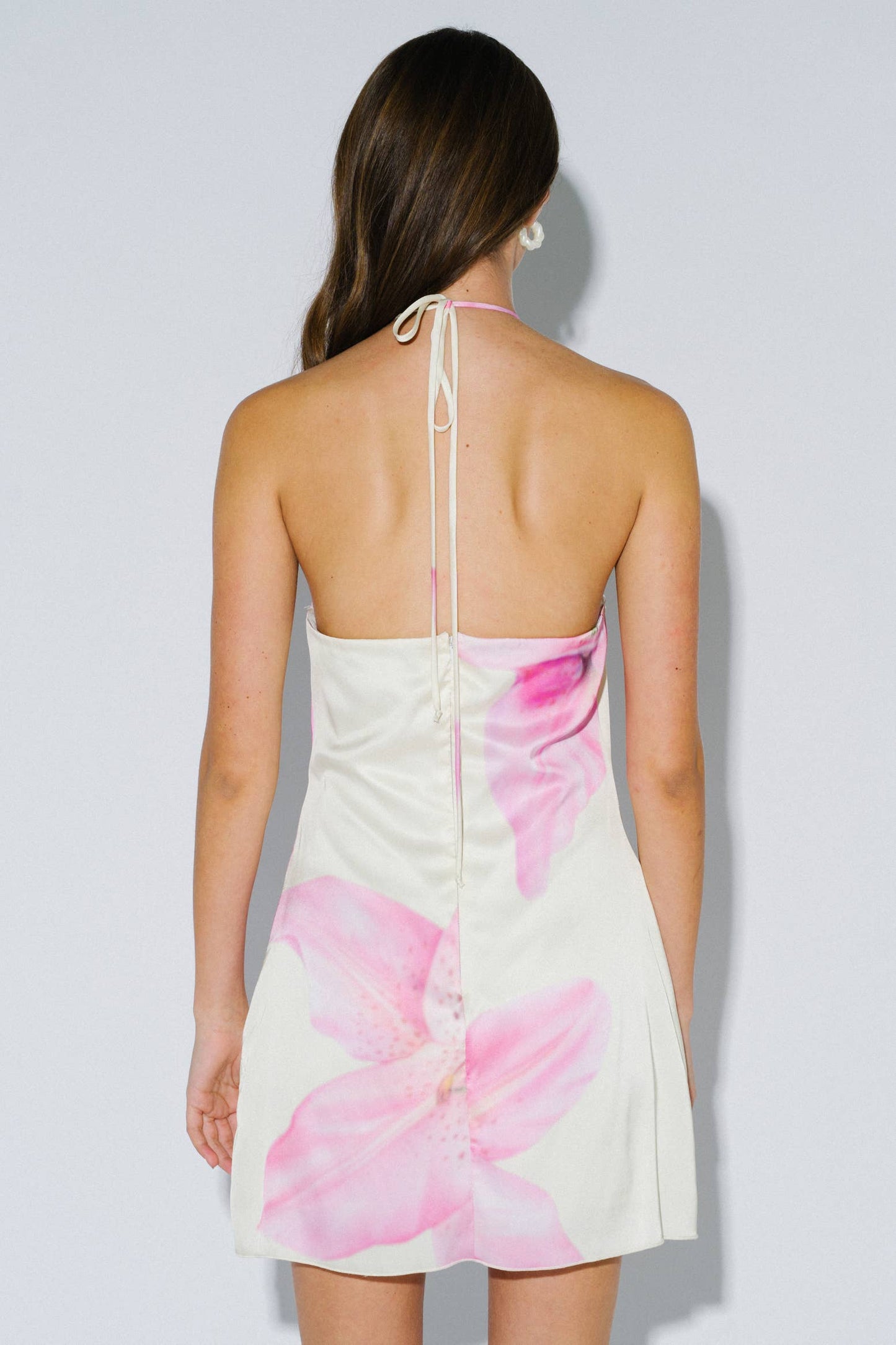 Floral Halter Satin Mini Dress