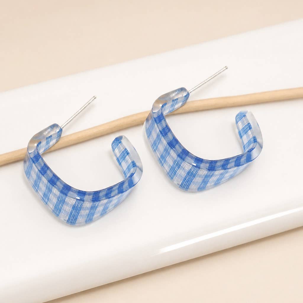 Acrylics Checker Hoop Earrings