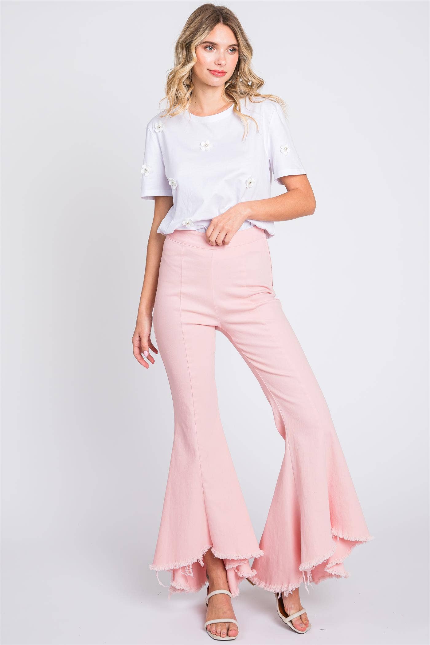 Frayed Hem Pink Jeans