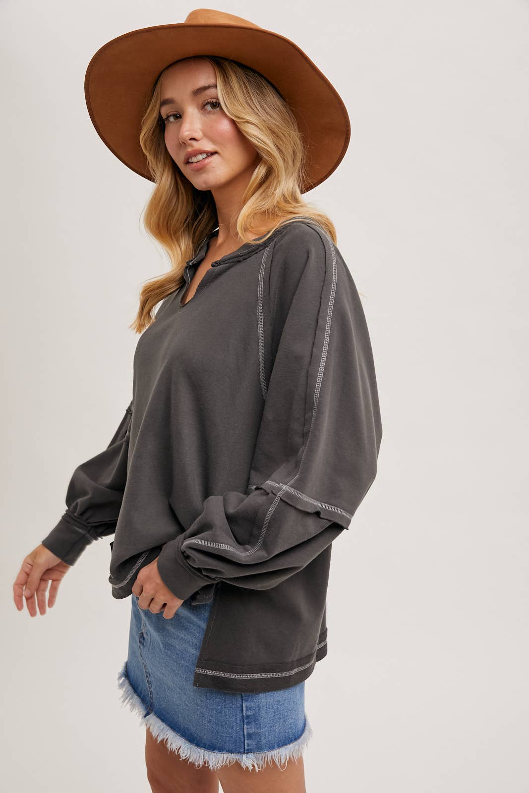 Charcoal Stitch Knit Top
