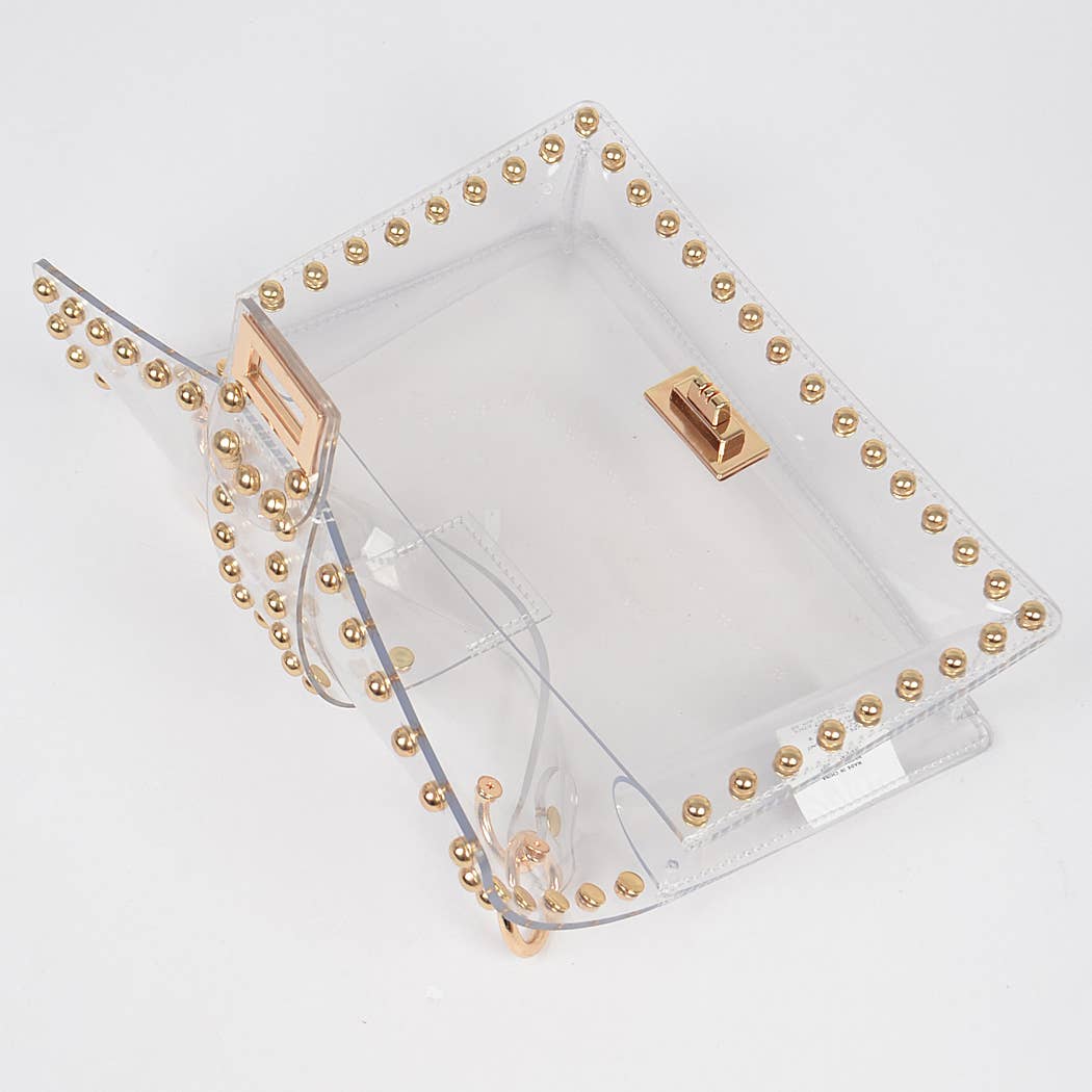 Metal Studded Clear Crossbody Bag