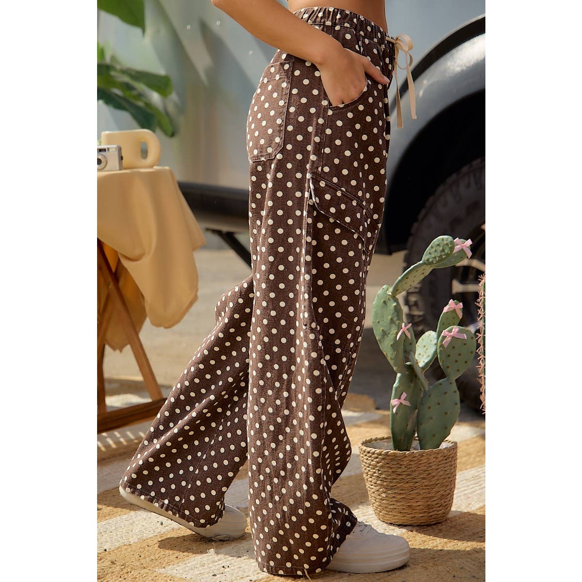Brown Polka Dot Cargo Pants