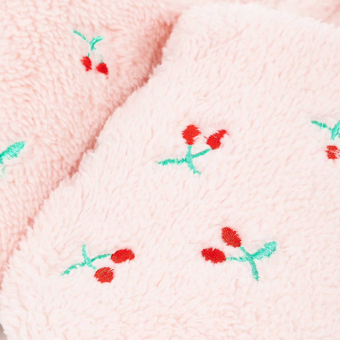 Cherry Pattern Fur Slippers