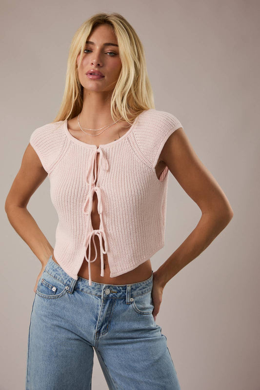 Baby Pink Sleeveless Cardigan