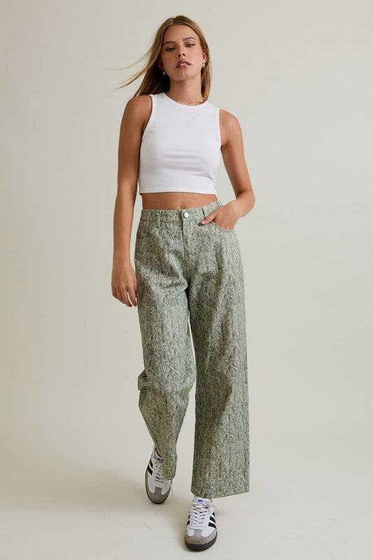 Sage Camo Wide Leg Pants
