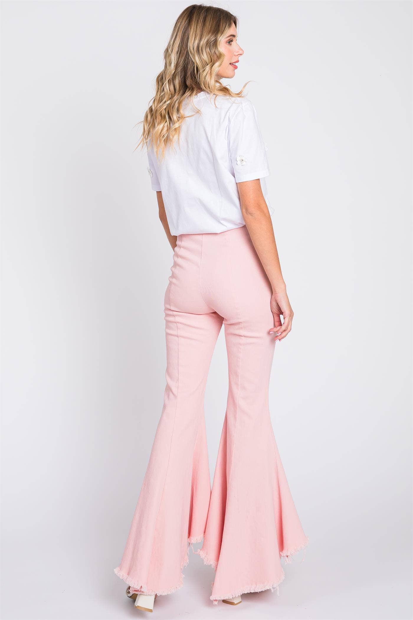 Frayed Hem Pink Jeans