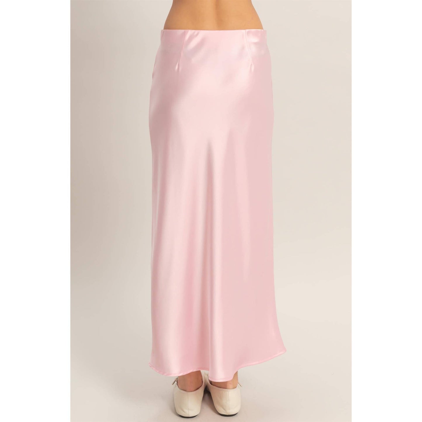 Satin Midi Skirt - PINK