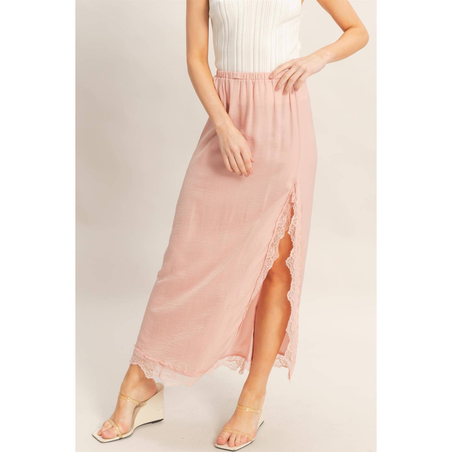 Blush Lace Hem Skirt