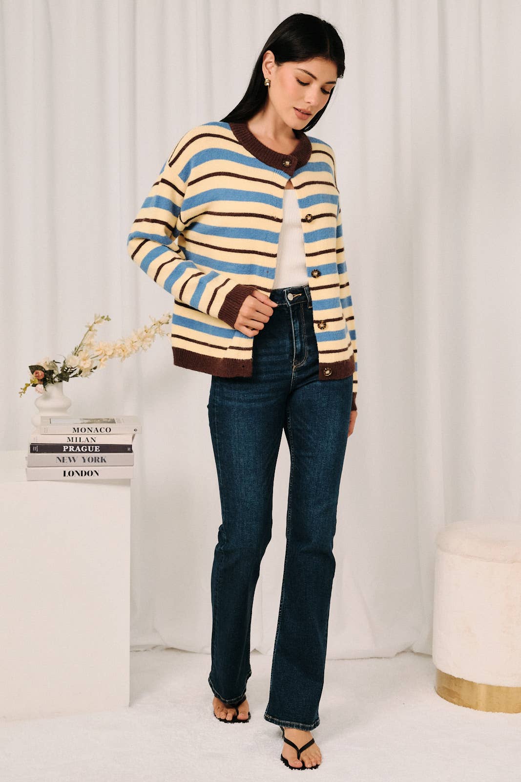 Butter & Blue Stripe Cardigan