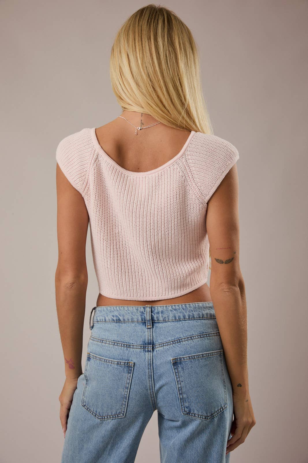 Baby Pink Sleeveless Cardigan