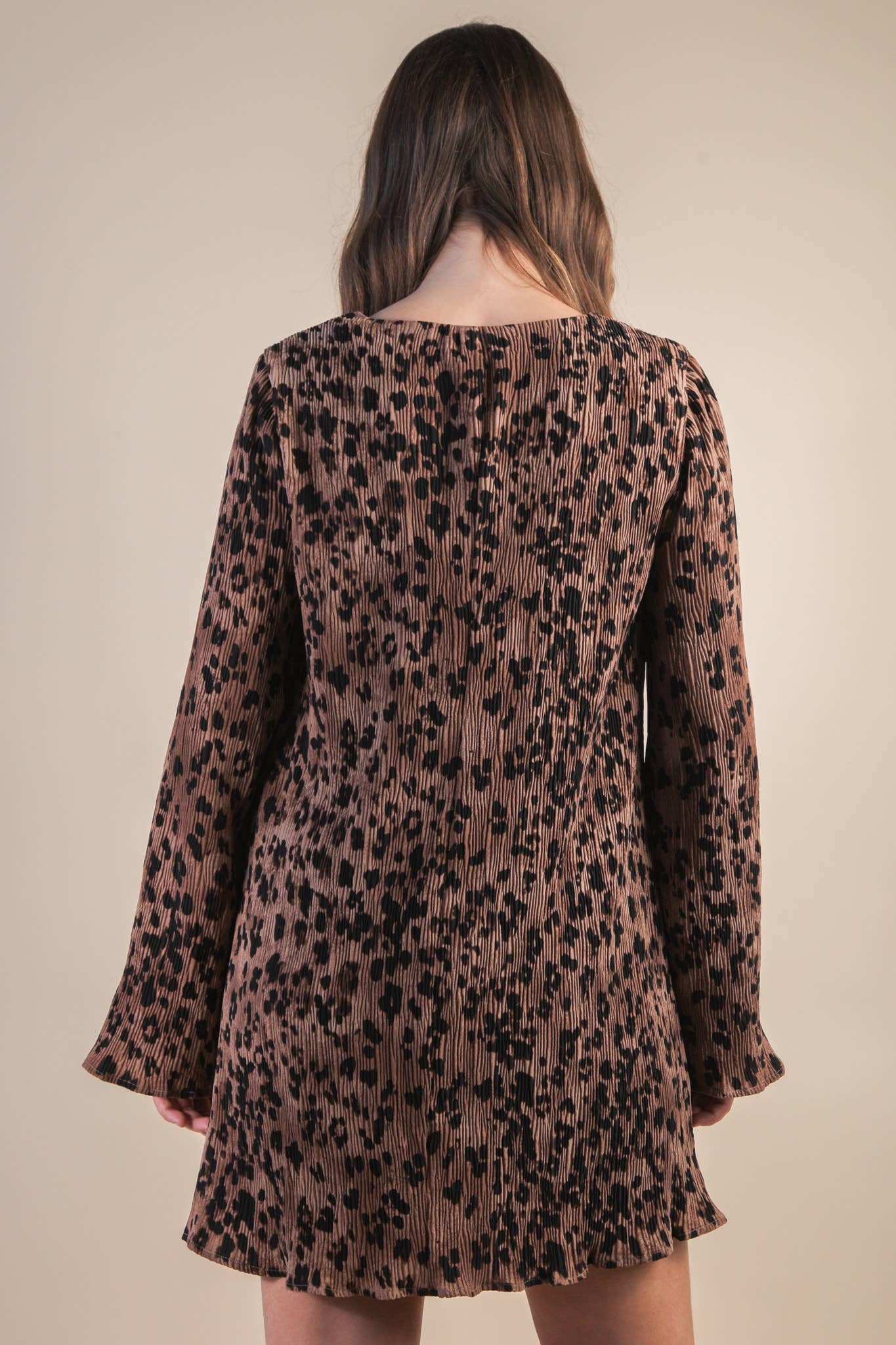 Leopard Printed Pleated Mini Dress