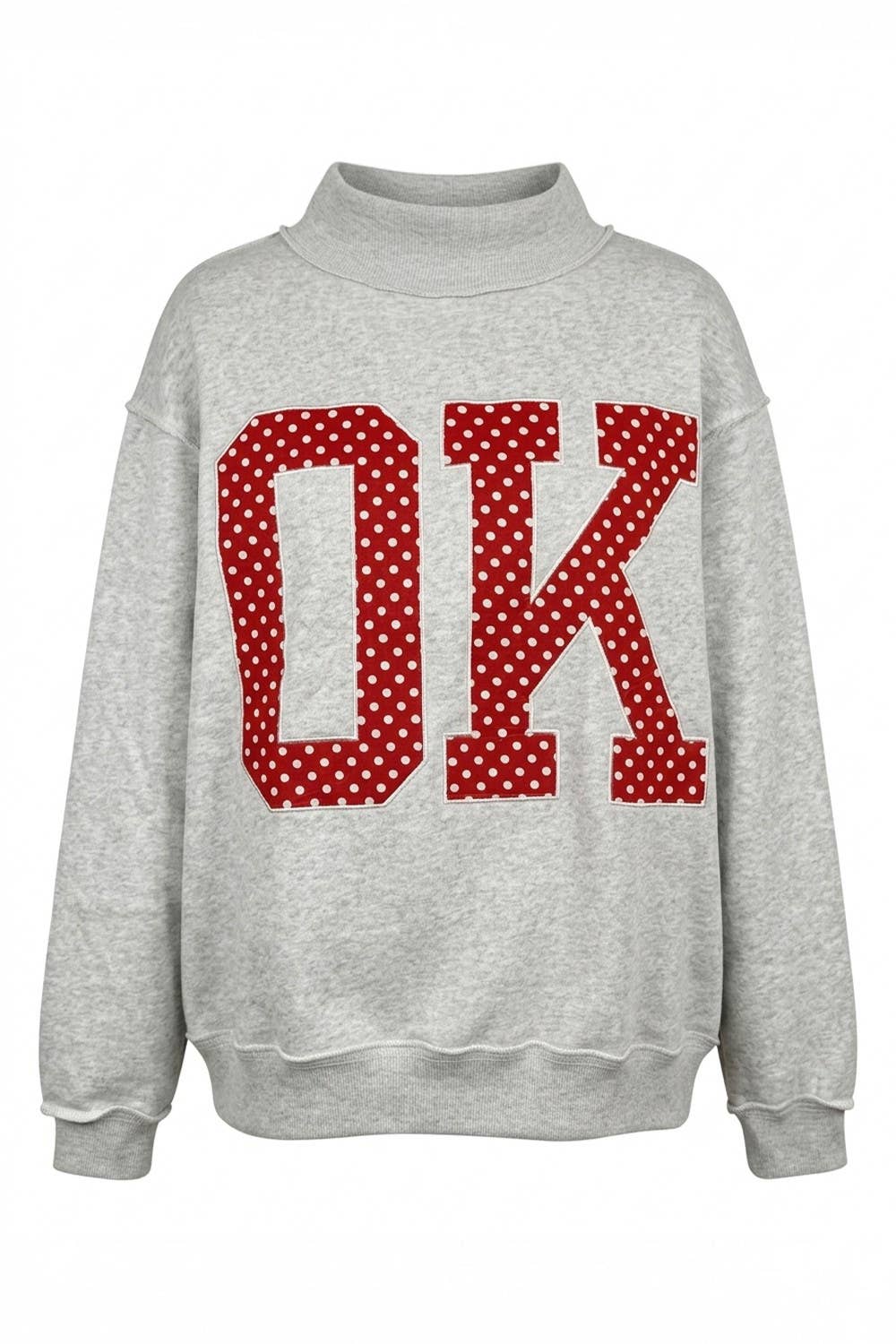 Polka Dot 'OK' Mock-Neck Sweatshirt