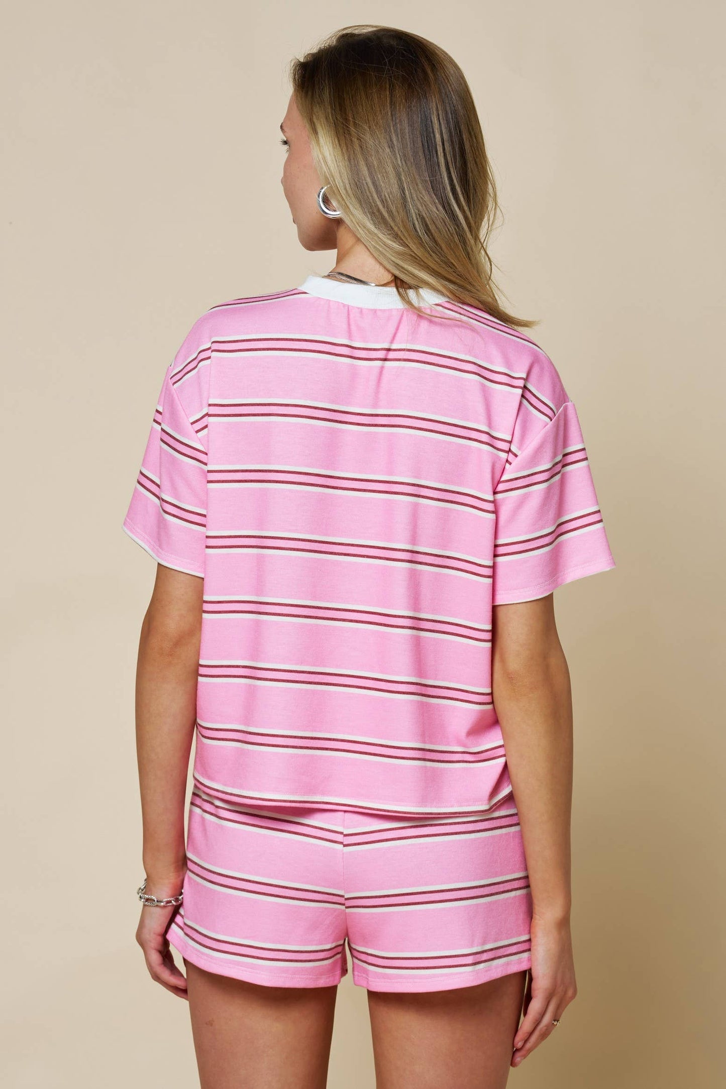 Pink Stripe Print Tee