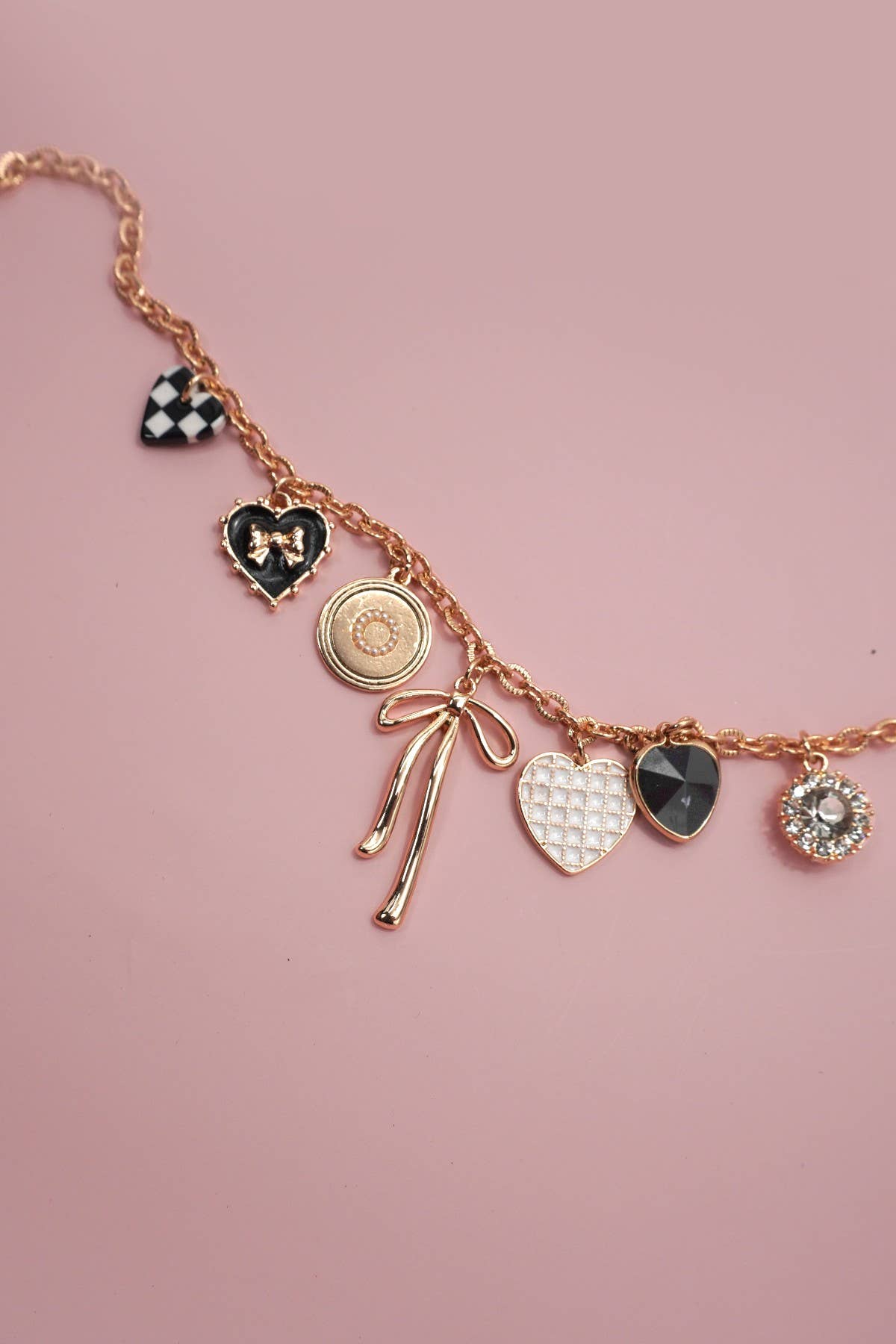 Ribbon Bow Heart Charm Necklace