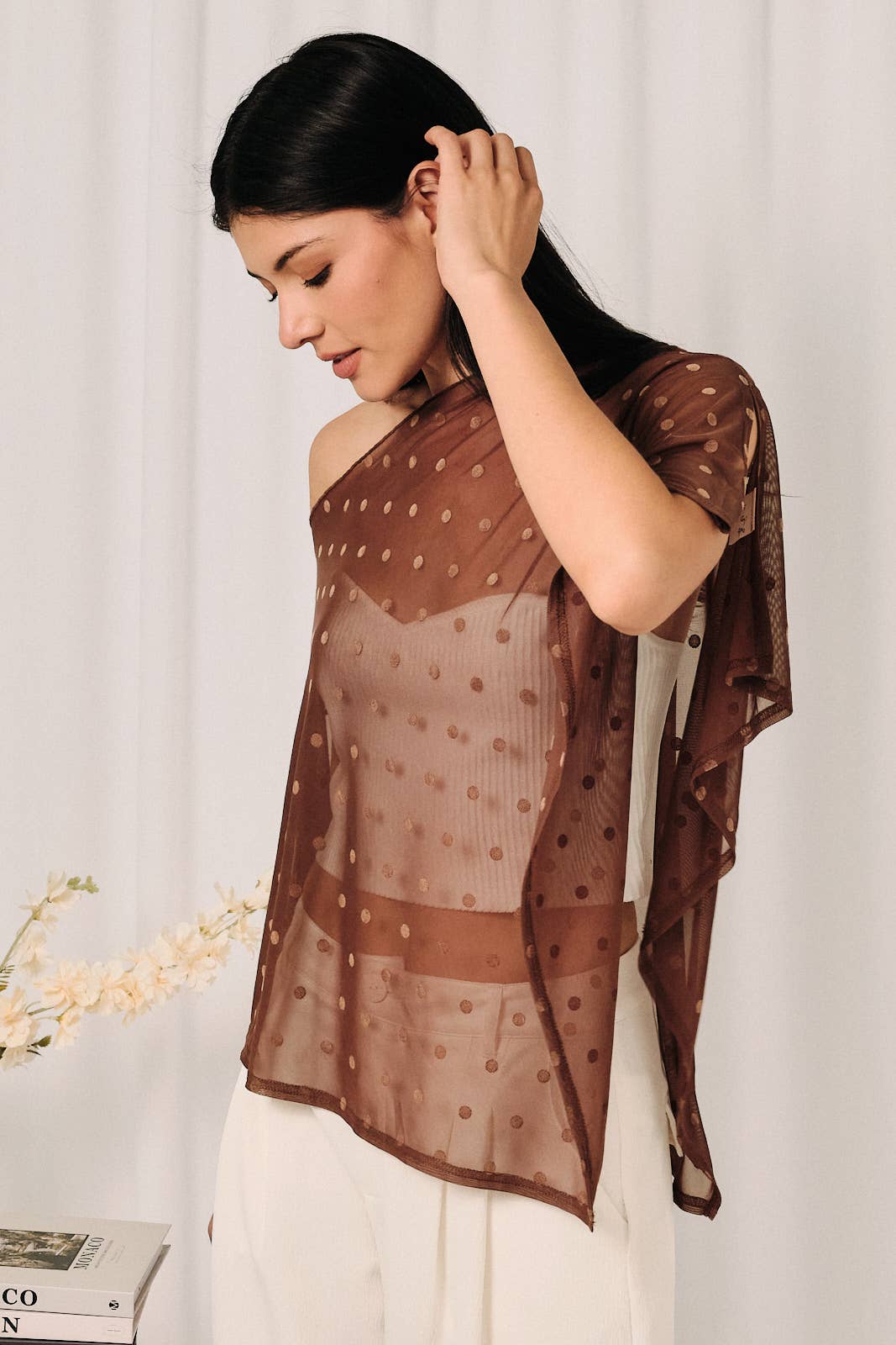 Brown Dot Mesh Poncho
