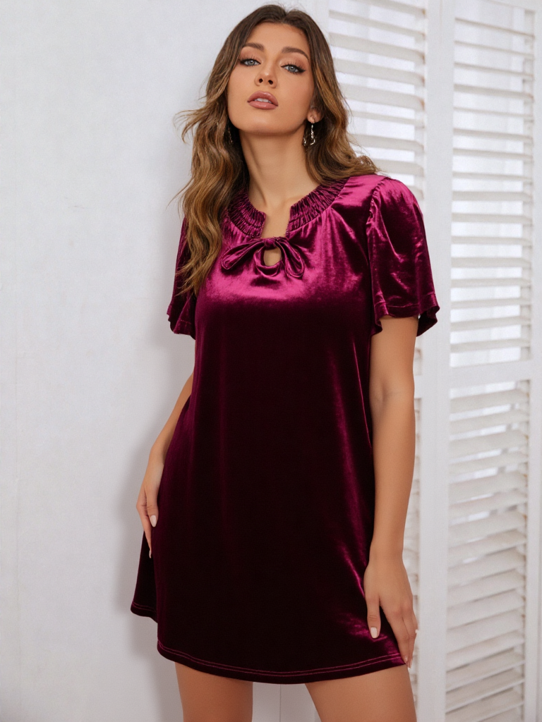 Wine Velvet Mini Dress