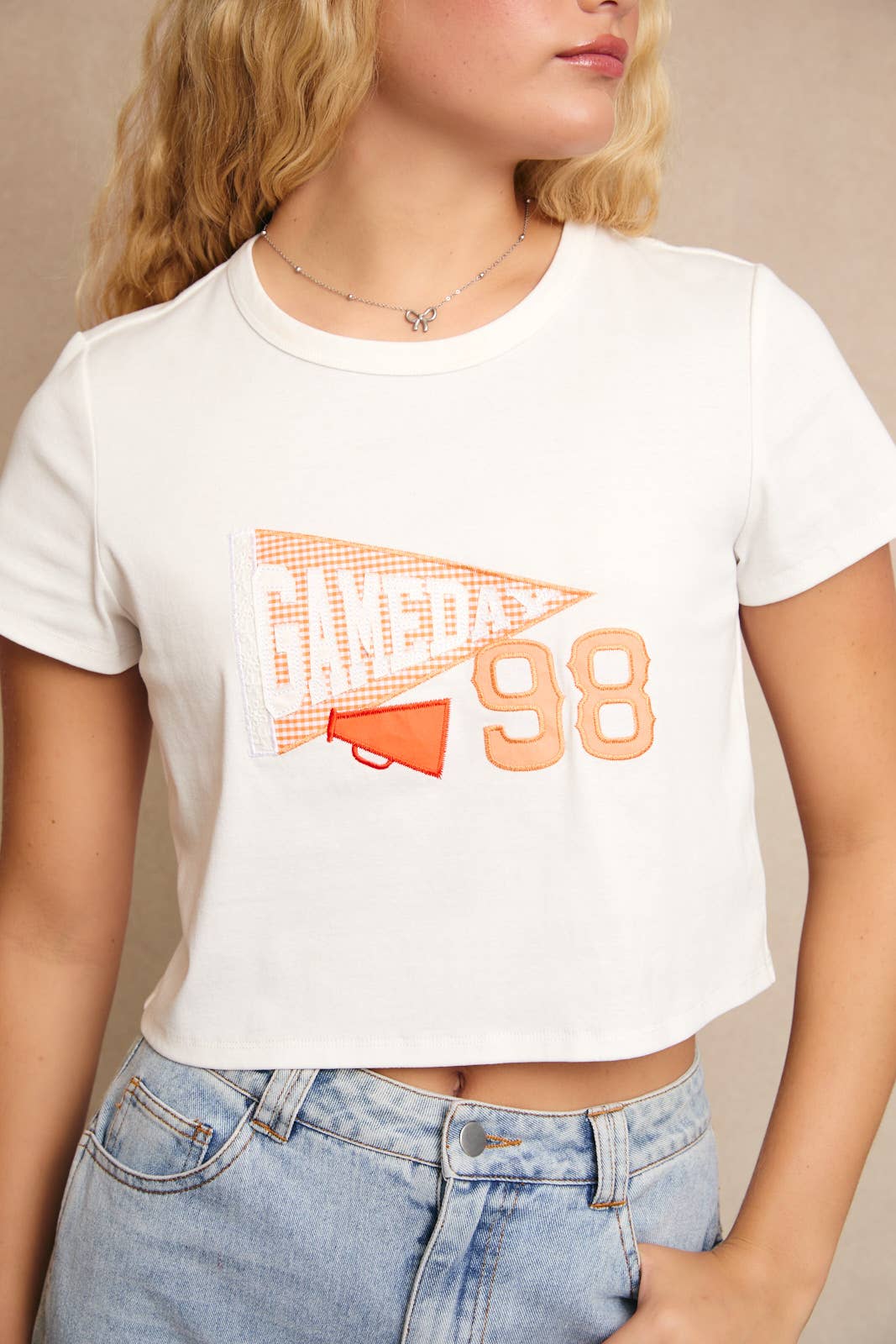 Orange Game Day Patchwork Top