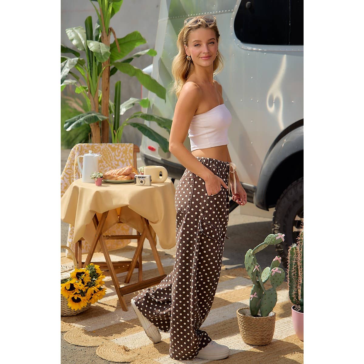 Brown Polka Dot Cargo Pants