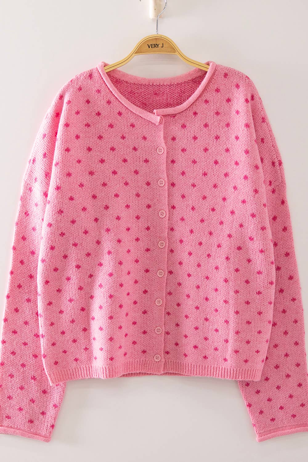 Pink Dot Knit Cardigan