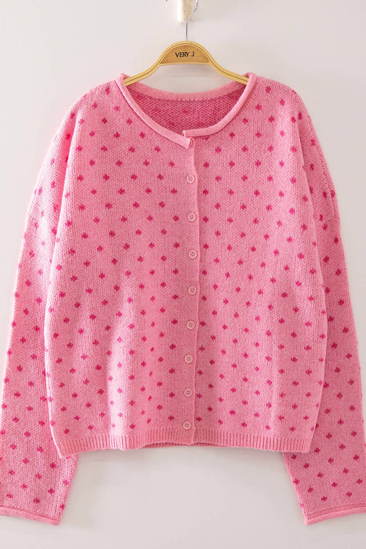Pink Dot Knit Cardigan